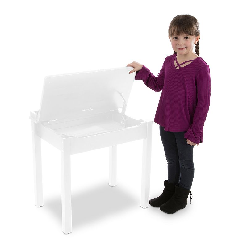 Melissa and Doug Child's White Wooden Lift-Top Desk and Chair Set