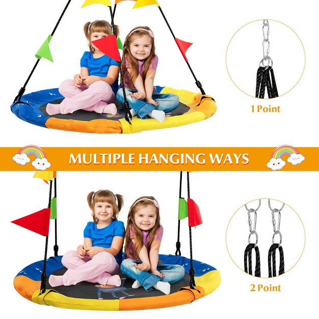 Costway 40 x27 x27 Flying Saucer Tree Swing Indoor Outdoor Swing W hanging Straps Monkey