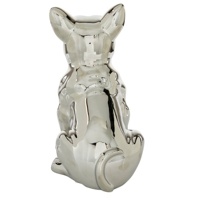 Ceramic Bulldog Sculpture With Sunglasses Silver Cosmoliving By Cosmopolitan