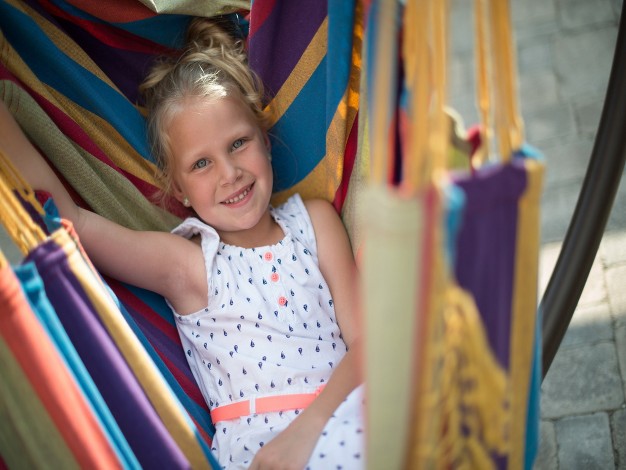 The Hamptons Collection 72 Yellow And Blue Brazilian Style Hammock Chair With A Hanging Bar