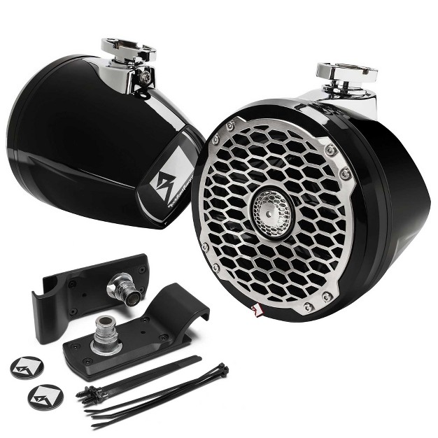 Moto can Speaker Black With Pm cl3b Black Motorsport Can Clamps Compatible With Polaris Ranger amp General