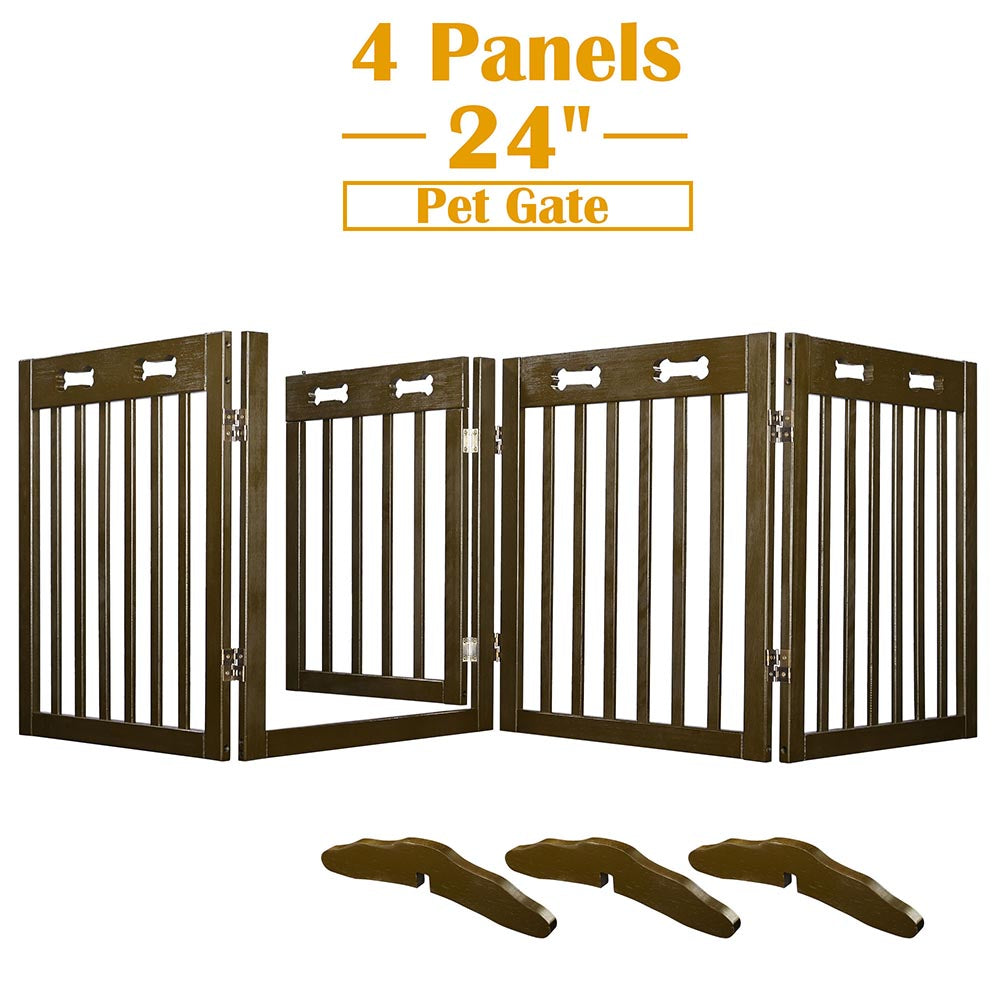 Yescom 4-Panel Folding Wood Pet Gate Grate Baby Barrier 80x24in