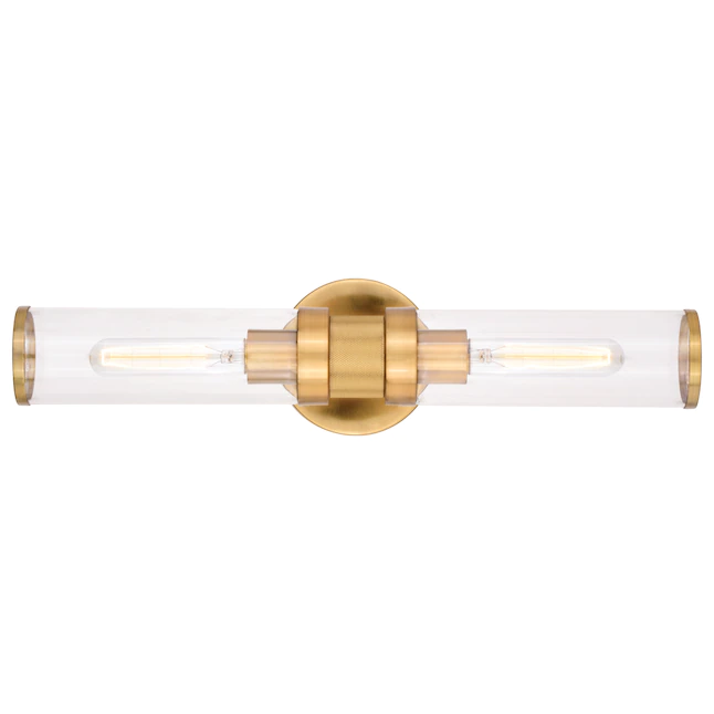 VAXCEL W0390 Levitt 19.25-in 2-Light Satin Brass Modern/Contemporary Vanity Light Bar