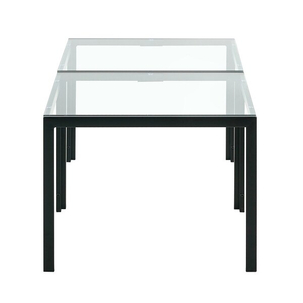 Coffee Table Set of 2，Square with Tempered Glass Finish