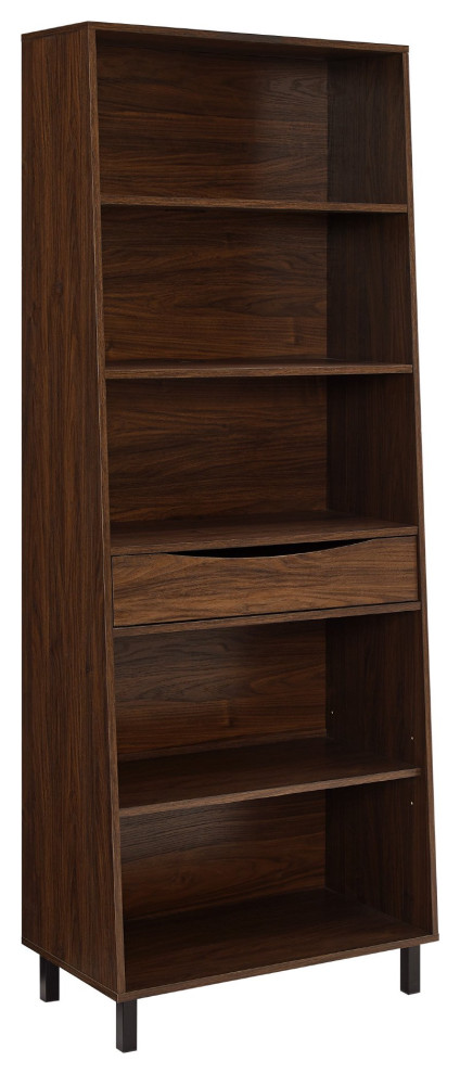 Contemporary Bookcase  Spacious Shelves  ampDrawer With Cut Out Pulls  Dark Walnut   Transitional   Bookcases   by Decorn  Houzz