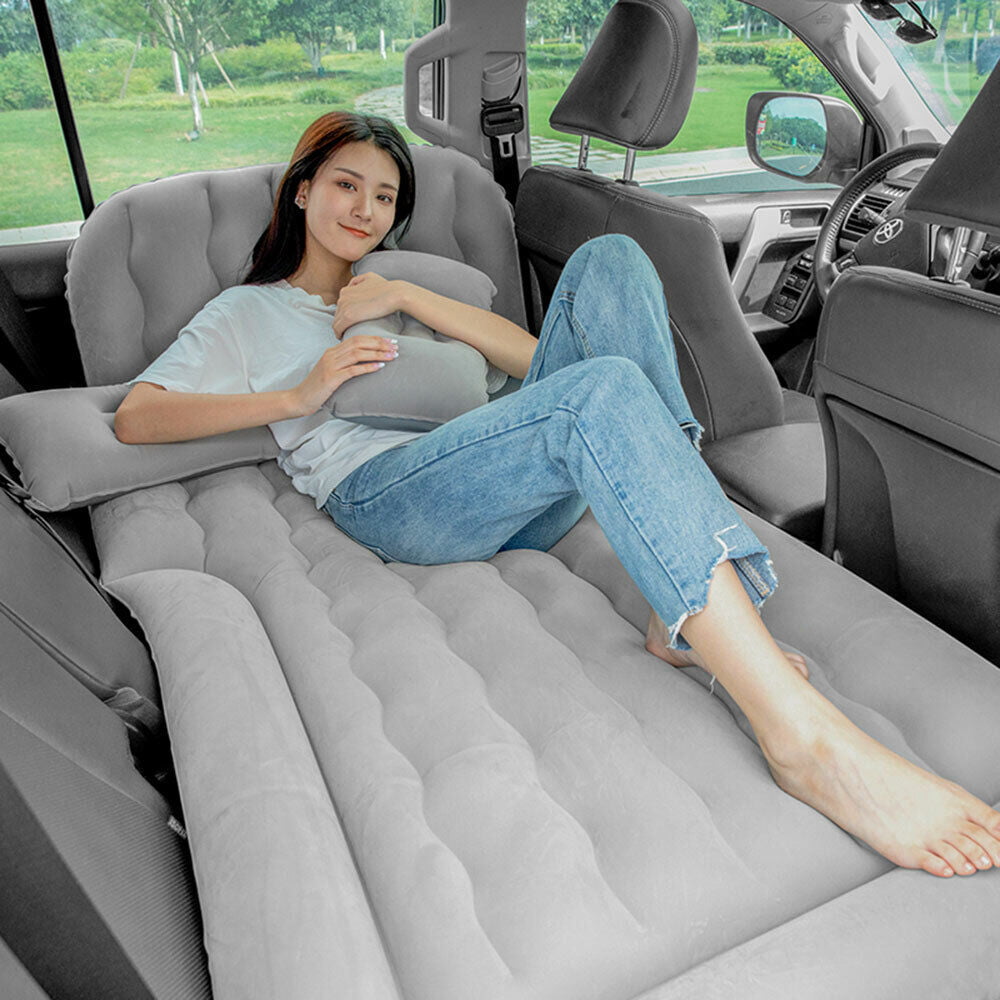 SHZICMY Car Inflatable Air Bed Travel Mattress Seat Sleep Cushion Mat Pillow Pump Camp Gray