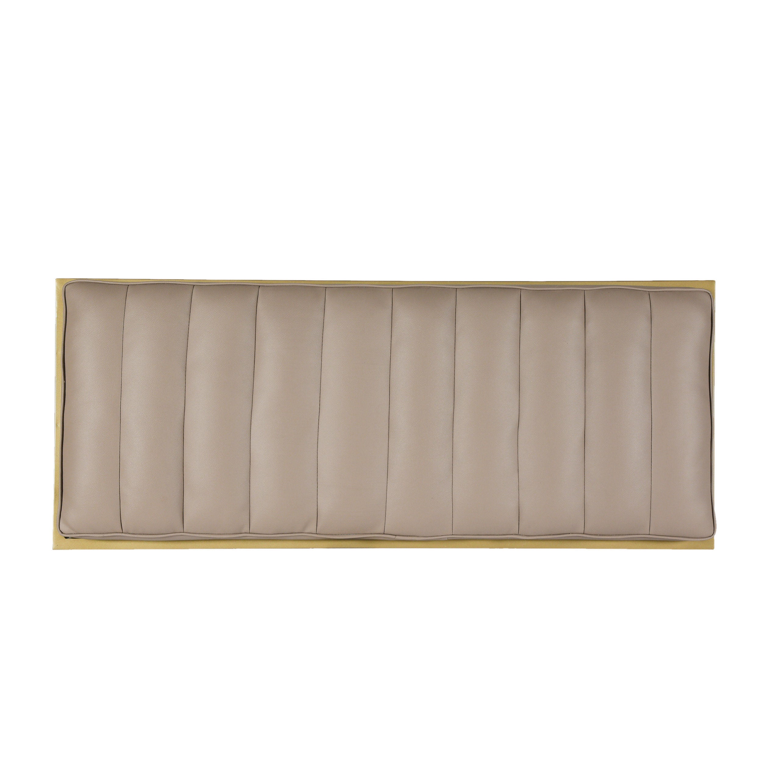 Jill Contemporary Handmade Channel Stitch Ottoman Bench, Dark Cream and Matte Gold