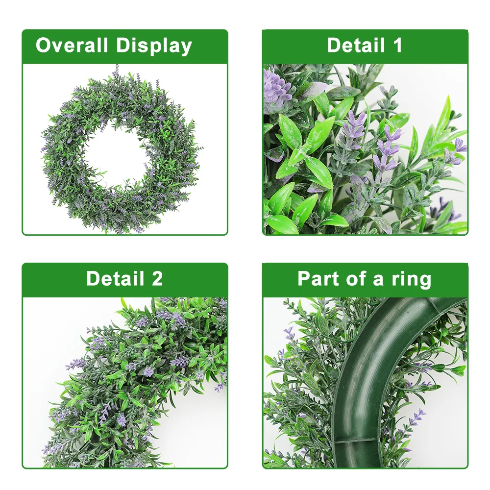 Hh 67 Garden Supplies Lavender Garland Artificial Green Plant PE Leaf Decorative Wreath for Door
