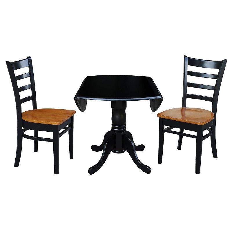 International Concepts Drop Leaf Two Tone Dining Table and Dining Chair 3-piece Set