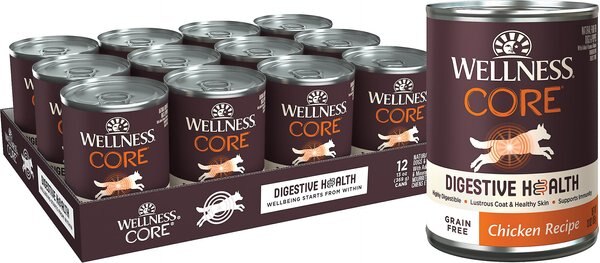 Wellness CORE Digestive Health Chicken Recipe Grain-Free Wet Dog Food， 13-oz， case of 12