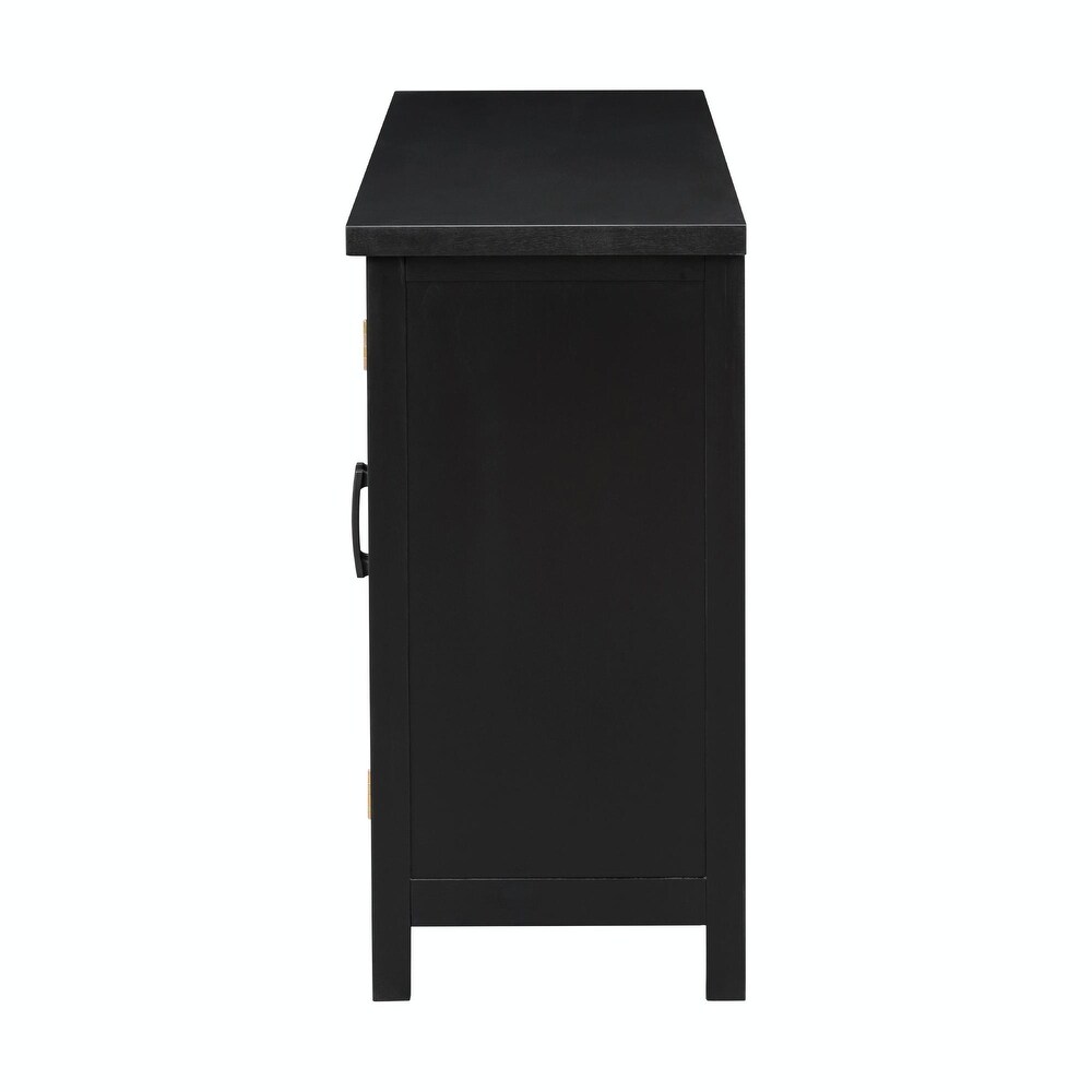 4 Door Cabinet with Adjustable Shelf and Metal Handles