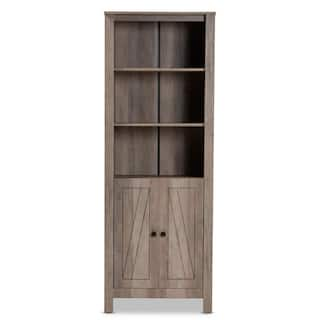 Baxton Studio Derek 75.4 in. Rustic Oak 5-Shelf Standard Bookcase 179-11283-HD