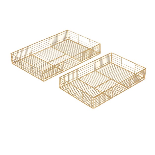 Set Of 2 Metal Wire Tray Gold Cosmoliving By Cosmopolitan