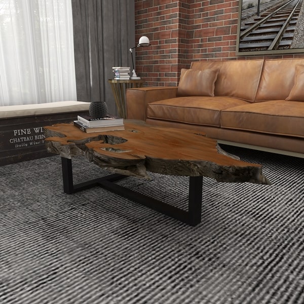 Brown Iron Contemporary Coffee Table 34 x 58 x 4