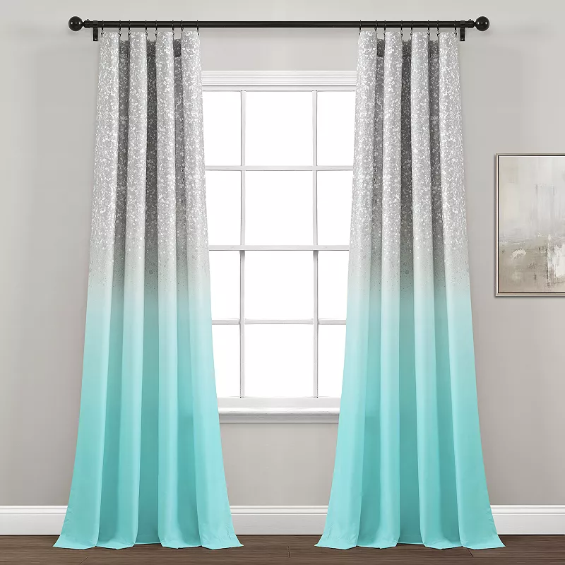 Lush Decor Glitter Ombre Metallic Print Window Curtain Set