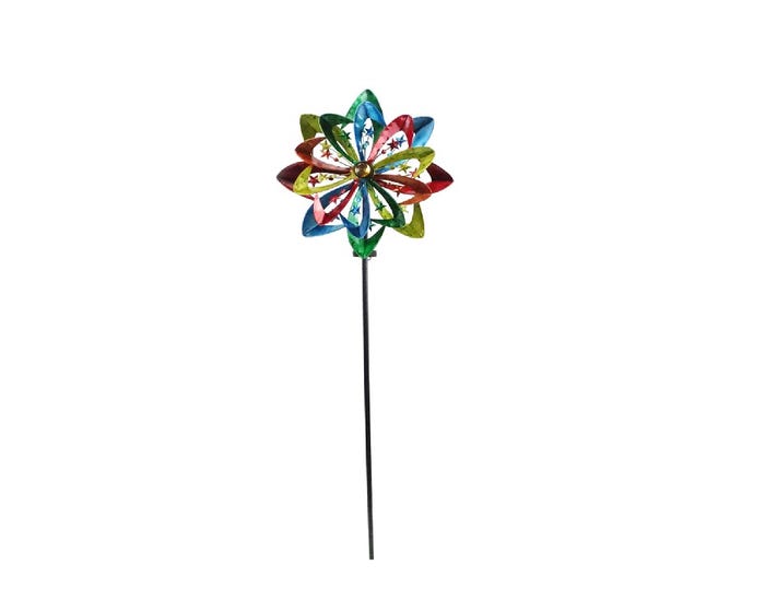 Alpine Solar Rainbow Windmill Stake with LED Light - SLL2264SLR