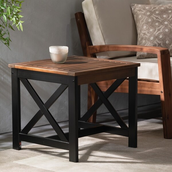 Outdoor Two Toned Finished End Table with Contrasted Legs