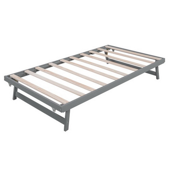 Full Size Platform Bed with Adjustable Trundle  Gr...