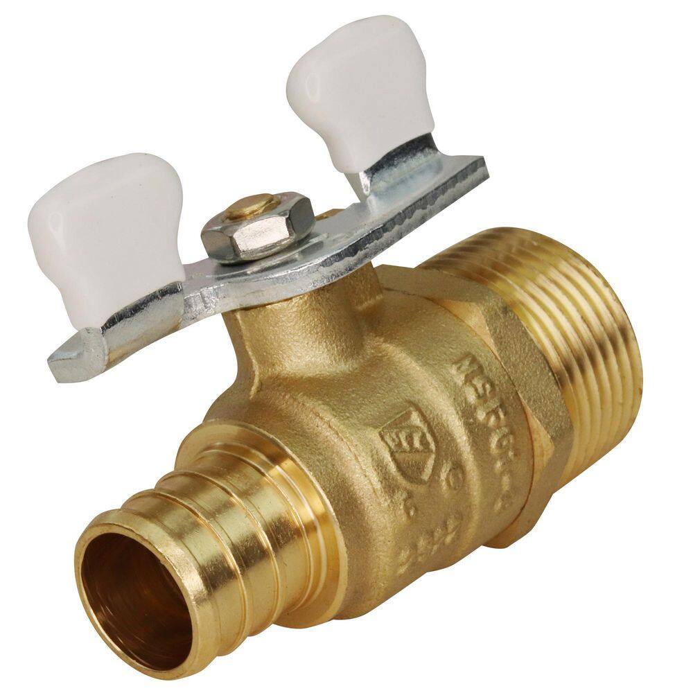 Apollo 34 in. Brass PEX-B Barb X MPT Ball Valve with Tee Handle APXV34M