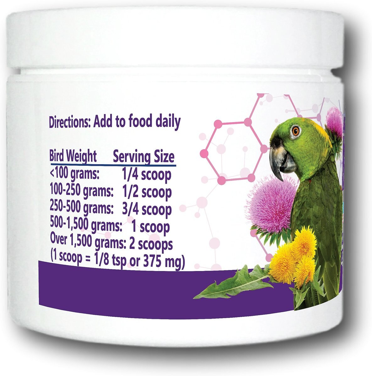 Equa Holistics Avian Formula Milk Thistle and Dandelion Root Bird Supplement， 1.59-oz tub