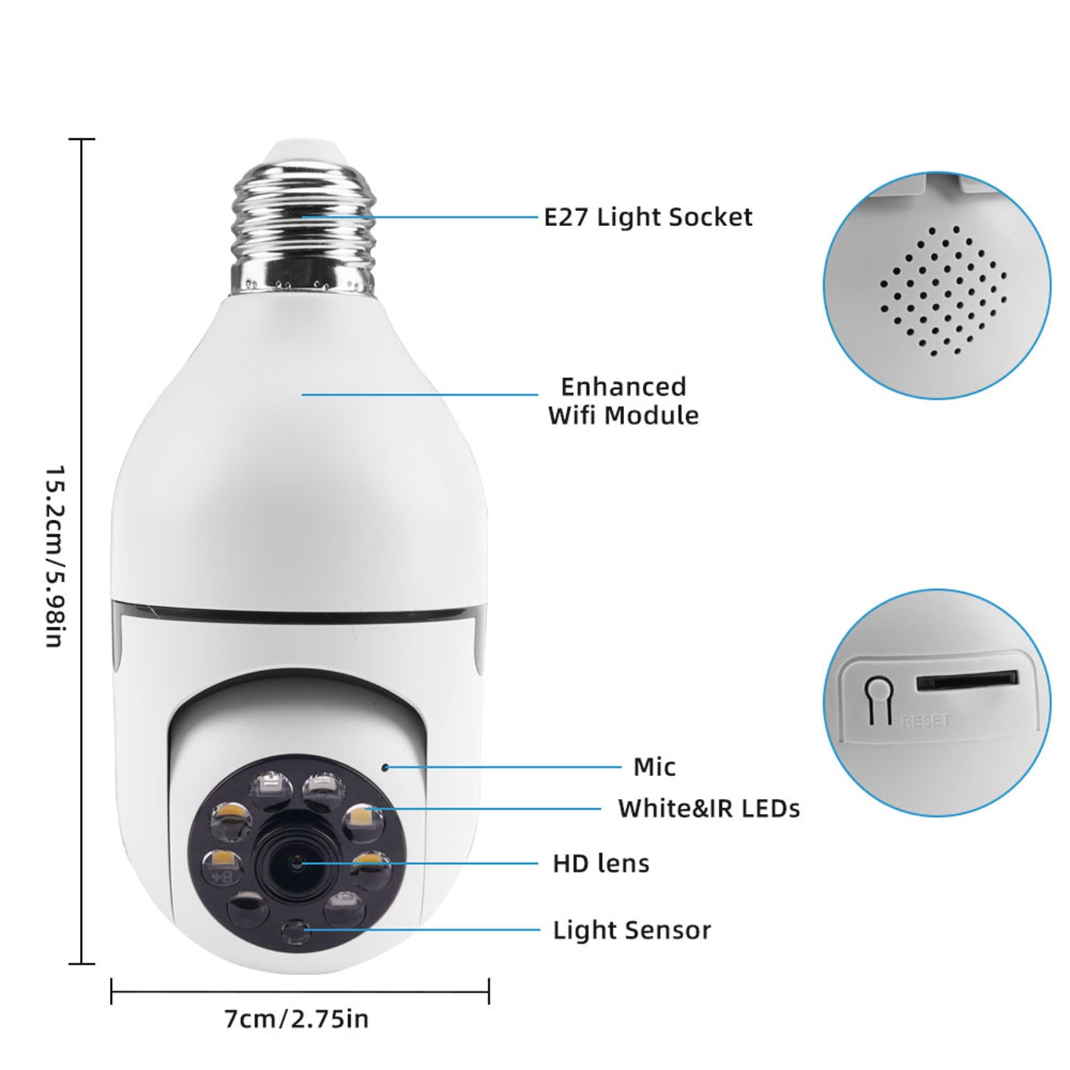 Rtmgob Light Bulb Camera， 5G WiFi Lightbulb Cameras for Home Security， Wireless Lightbulb Security Camera with Motion Detection， Audio， Remote APP Access， Cloud Storage