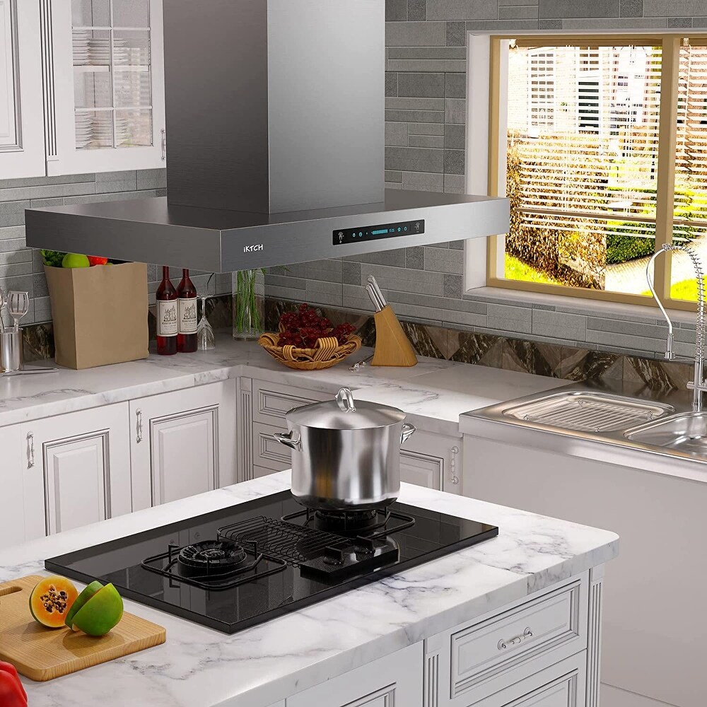 IKTCH 30 inch Vent Island Mount Range Hood  900 CFM Powerful and Stylish Kitchen Ventilation   30''