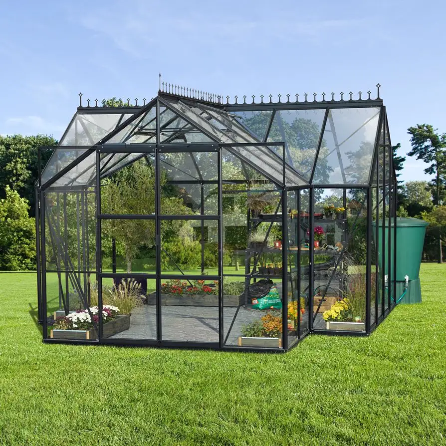 Large domestic garden greenhouse for growing flowers and vegetables glass greenhouse