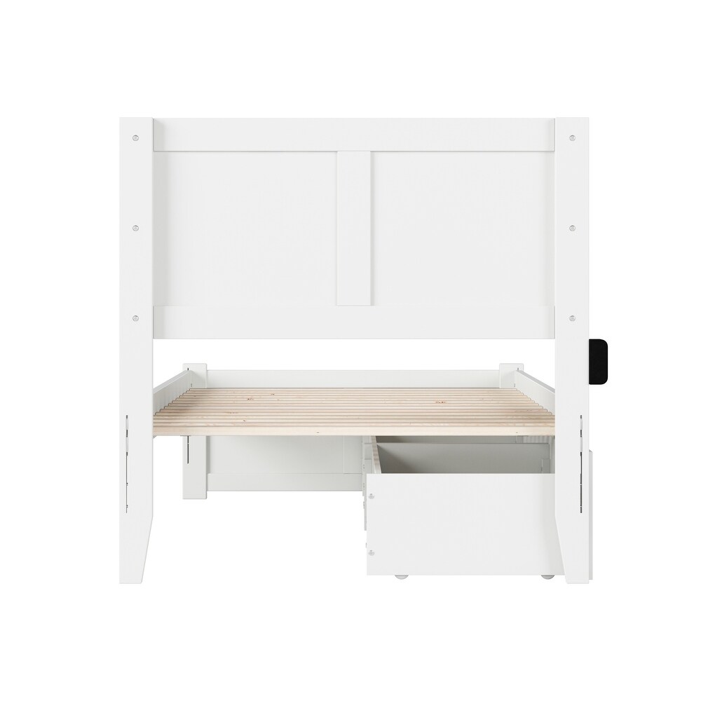 AFI Canyon Twin XL Platform Bed with Footboard   2 Drawers in White