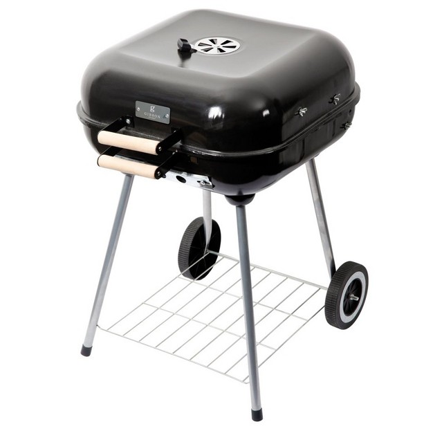 Catari 18 Inch Carbon Steel Bbq Grill In Black With Wood Handle