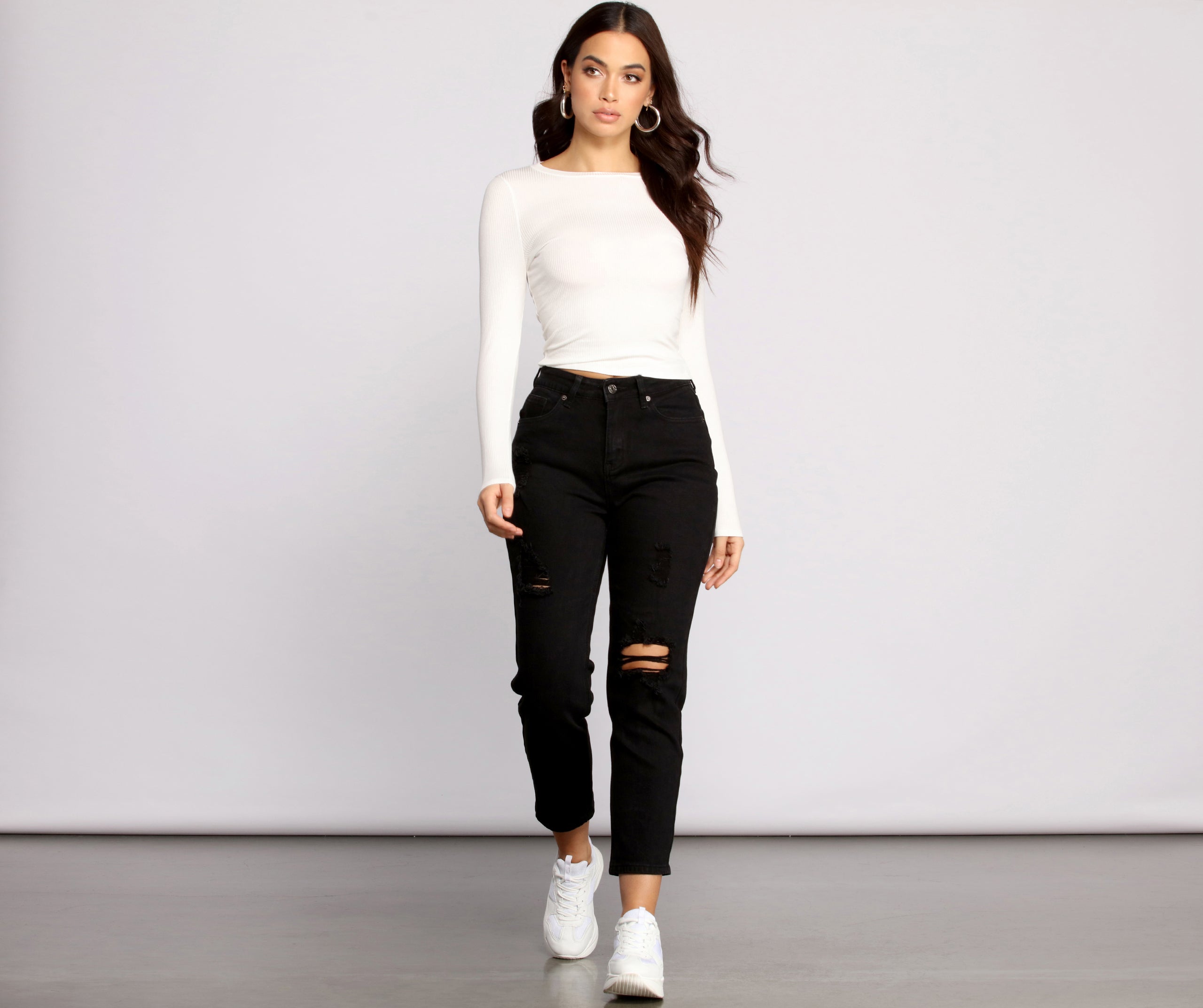 Long Sleeve Ribbed Basic Top