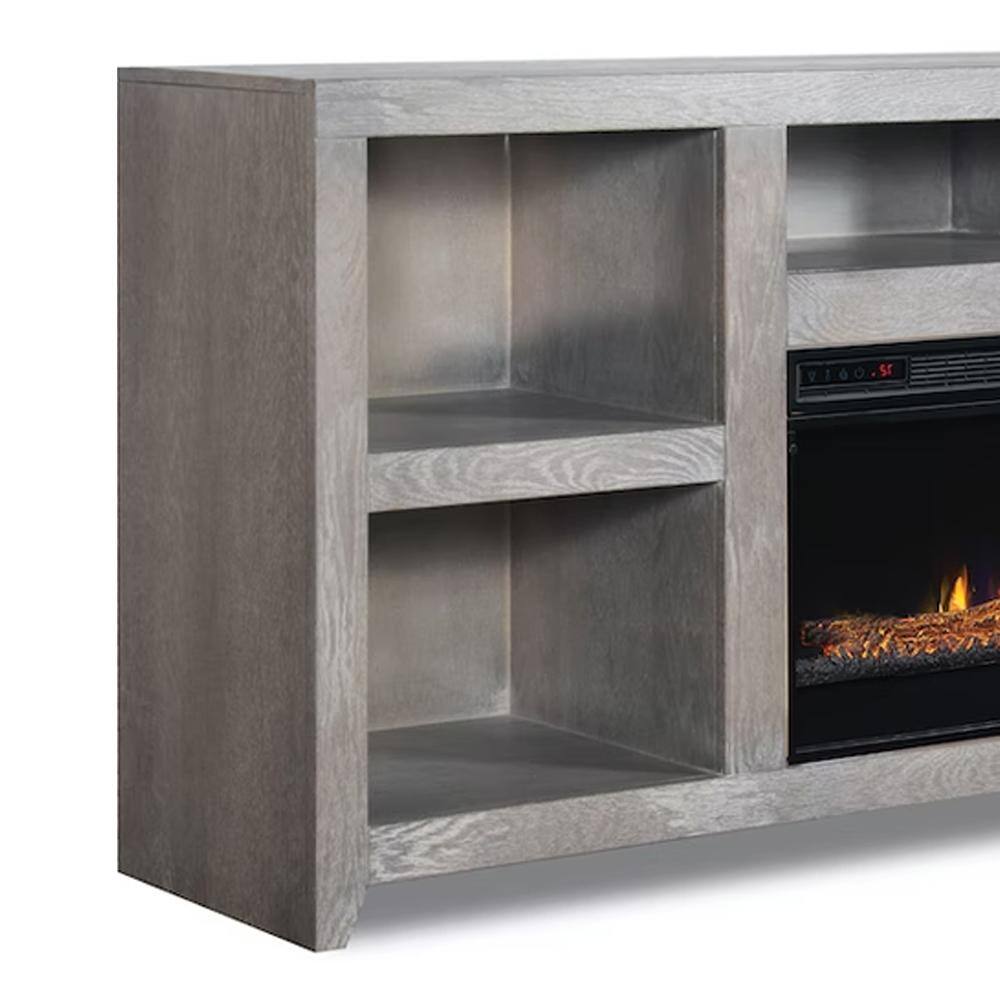 Bridgevine Home 85 in. Fully Assembled Driftwood TV Stand with Electric Fireplace Fits TV's up to 85 in. DW5410.DFW