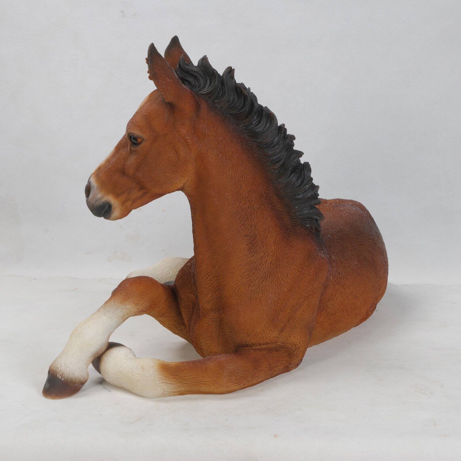 HI-LINE GIFT LTD. LARGE HORSE COLT LAYING DOWN STATUE