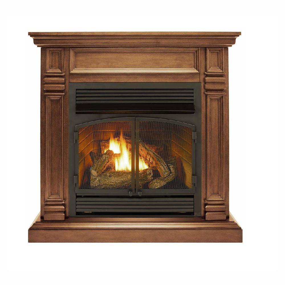 Duluth Forge 44 in. Ventless Dual Fuel Gas Fireplace in Toasted Almond with Remote Control 170160