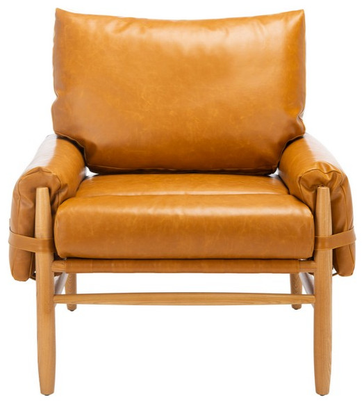 Oslo Mid Century Arm Chair Caramel/Natural Safavieh   Midcentury   Armchairs And Accent Chairs   by HedgeApple  Houzz