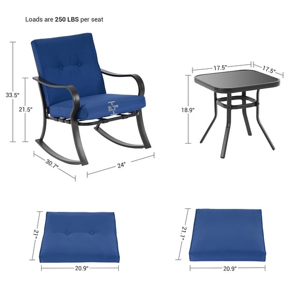 Bonosuki 3piece Rocking Chair Patio Bistro Set with Side Table