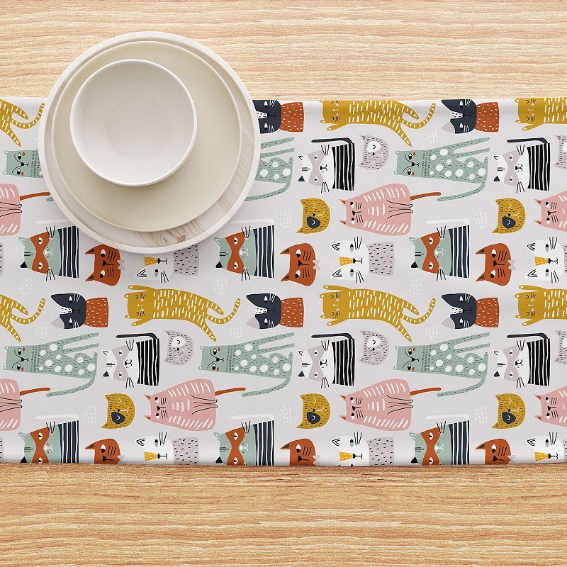 Table Runner， 100% Cotton， 16x72， Cats with Attitude