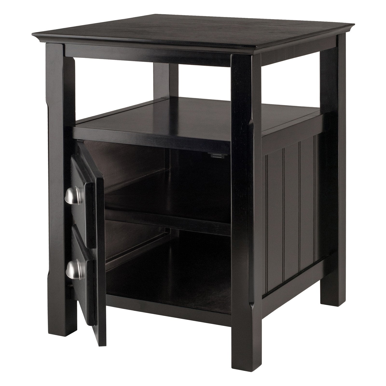 Winsome Wood Timber Nightstand with Door, Black Finish