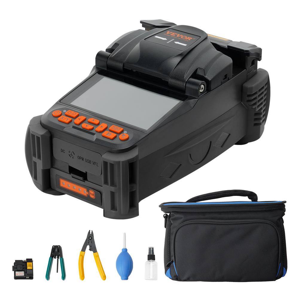 VEVOR Fiber Fusion Splicer 6 Motor Optical Fiber Cleaver Kit Auto Focus with 5 in. Digital LCD Screen 3in1 Holder for Splicing GXRJJXXDZ6MC0WBPGV5