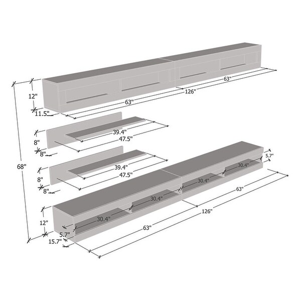 Fly I2 34TV Wall-Mounted Floating Modern Entertainment Center