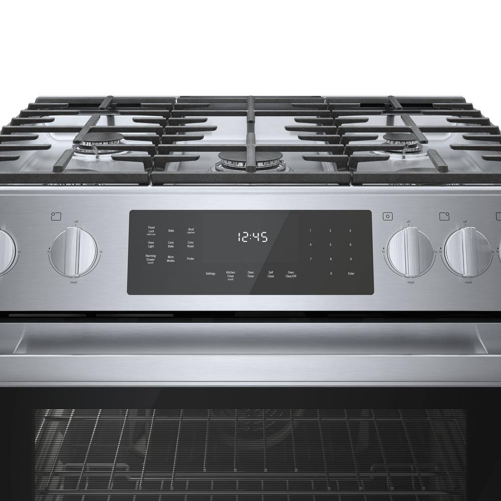 Bosch Benchmark Benchmark Series 30 in. 4.8 cu. ft. Slide-In Gas Range with Self-Cleaning Convection Oven in Stainless Steel HGIP056UC