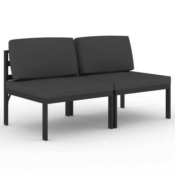 2-Seater Patio Sofa with Cushions Aluminum Anthracite - Overstock - 36196027