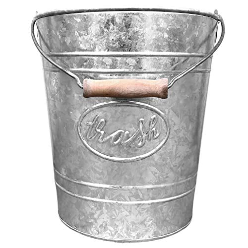 Autumn Alley Farmhouse Galvanized Trash Can Pail Rustic Bathroom Accessories