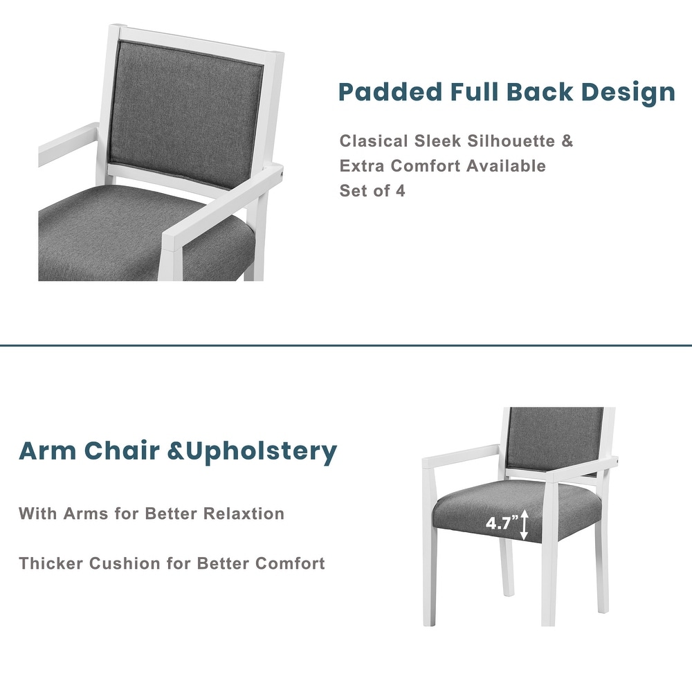 Dining Table Set with 4 Square Arms Dining Chairs for Restaurant Studio  Gray