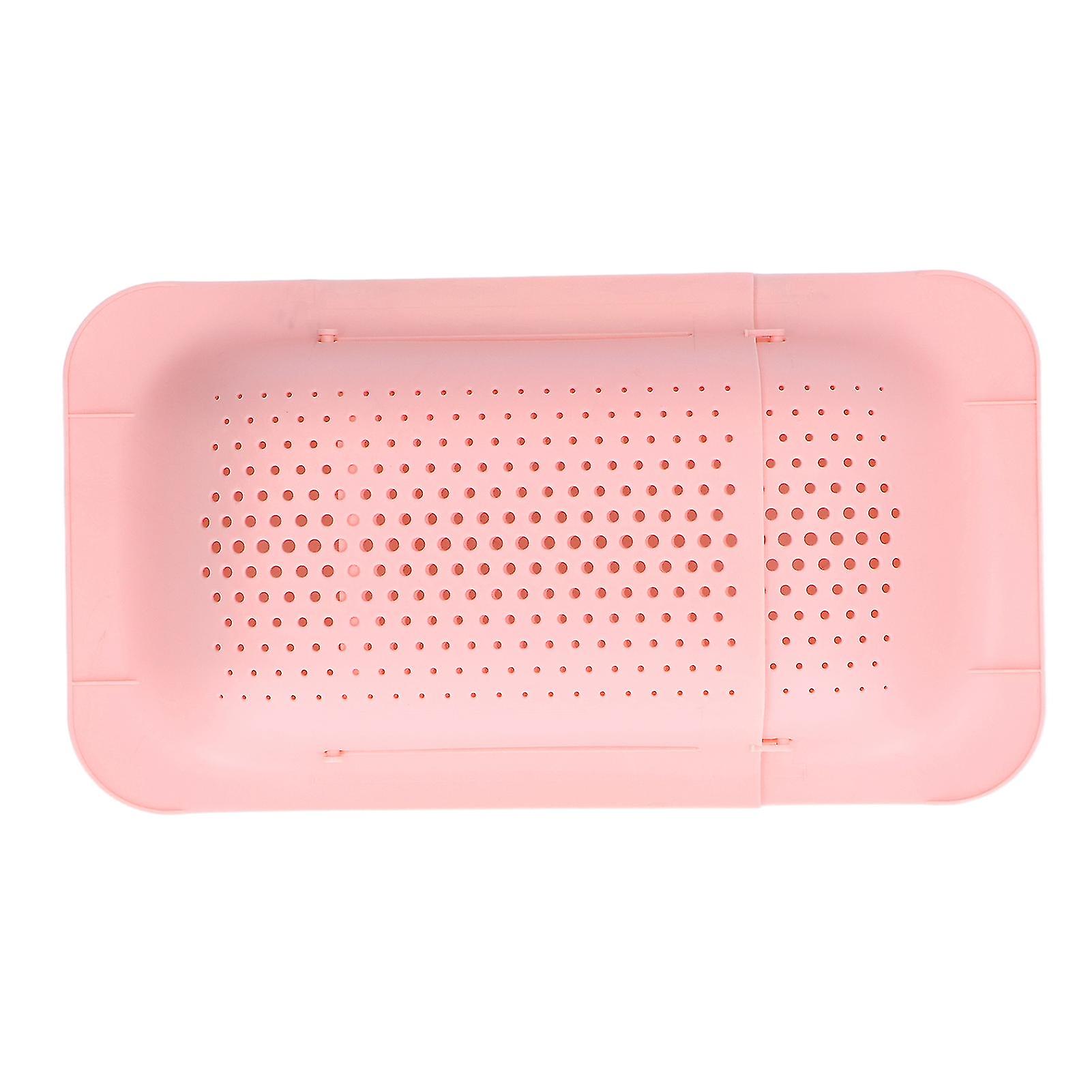 Strainer Basket Telescopic Design Anti Slip Rust Resistant Drain Colander Kitchen AccessoryPink