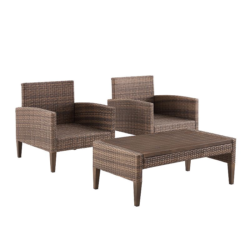 Crosley Capella Outdoor Wicker Chair and Table 3-piece Set