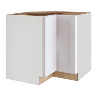 Home Decorators Collection Newport Assembled 36x34.5x24 in Plywood Shaker EZ Reach Base Corner Kitchen Cabinet Right in Painted Pacific White EZR36R-NPW