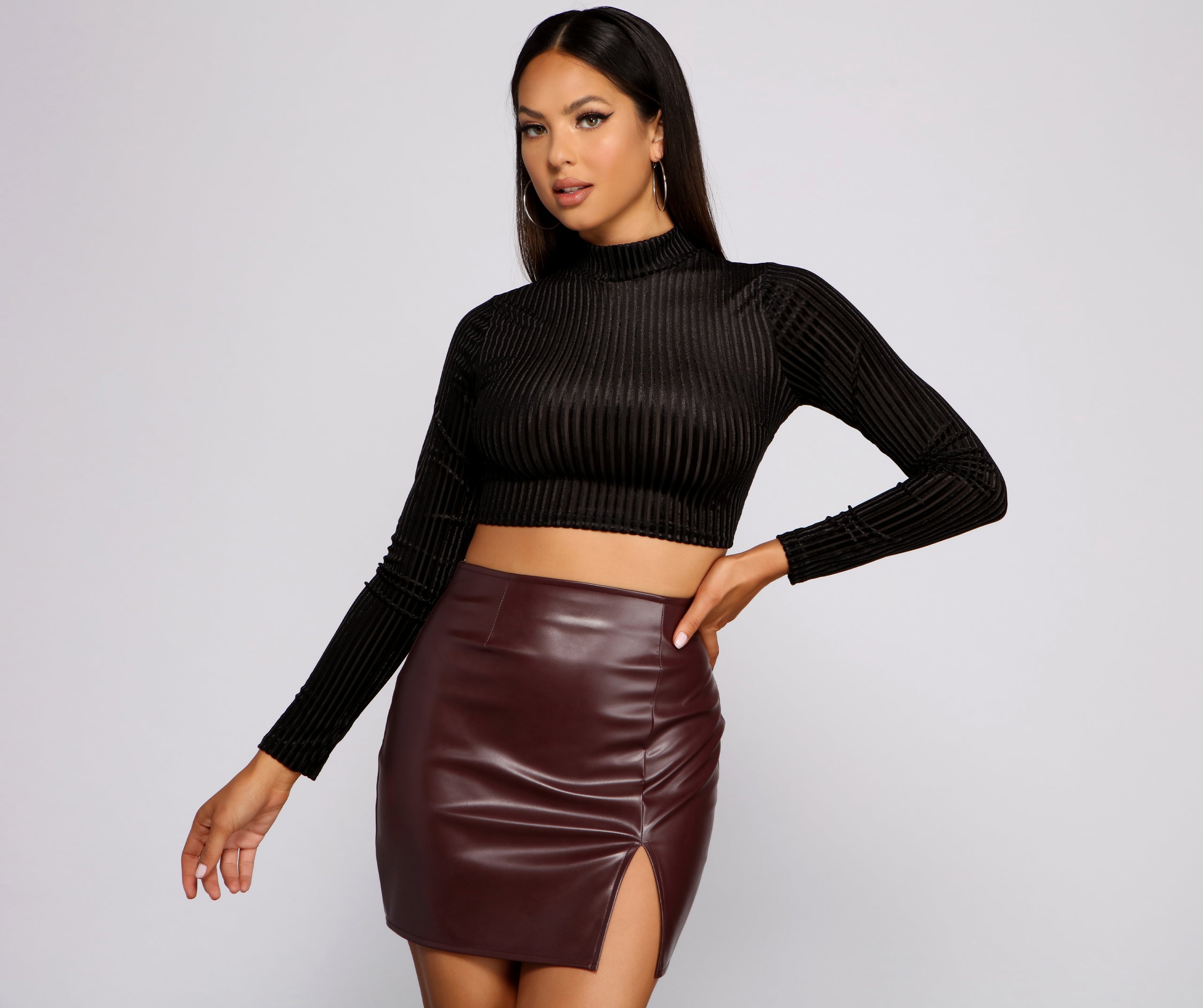 Sultry Velvet Lace-Up Crop Top