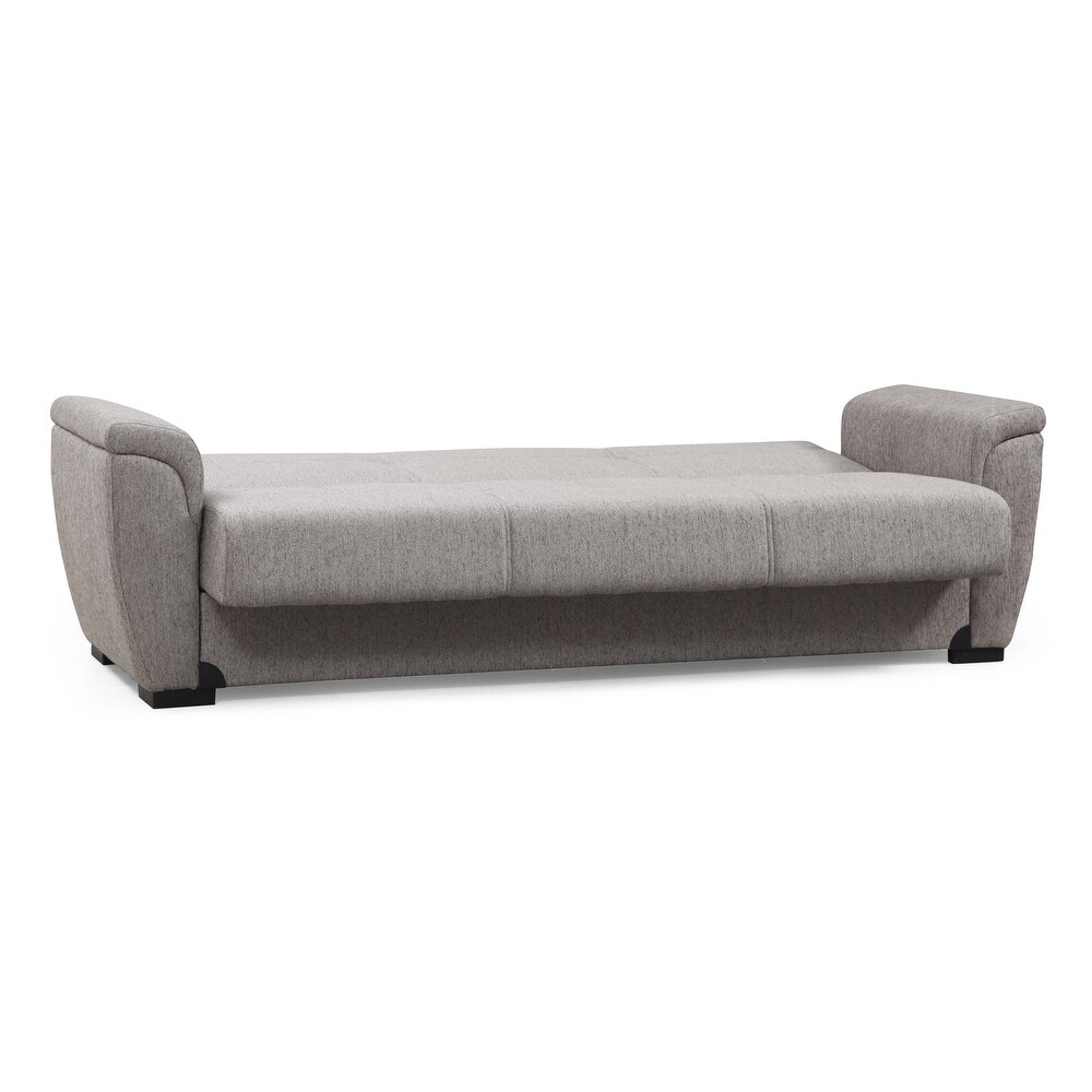 Brooksville Light Grey Fabric Upholstered Convertible Sleeper Sofa with Storage