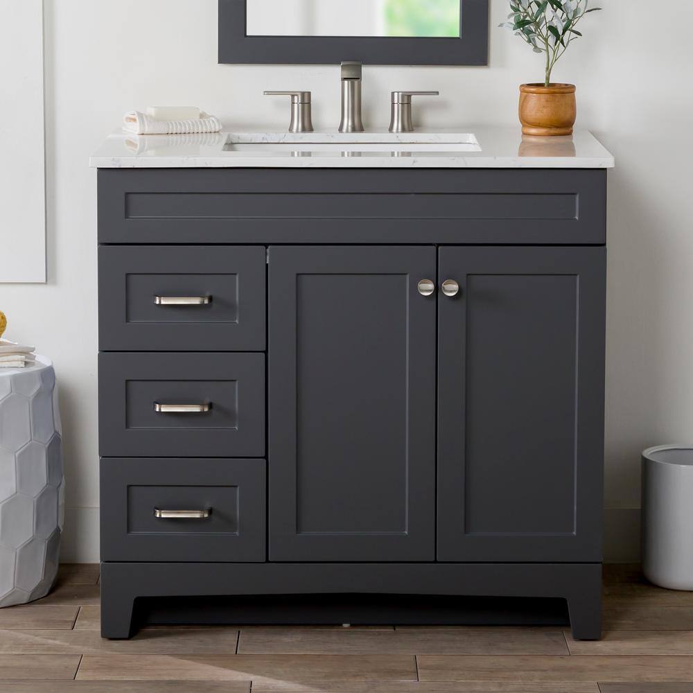 Home Decorators Collection Thornbriar 36 in. W x 21.52 in. D x 34.2 in. H Bath Vanity Cabinet Only in Cement TB3621L-CT