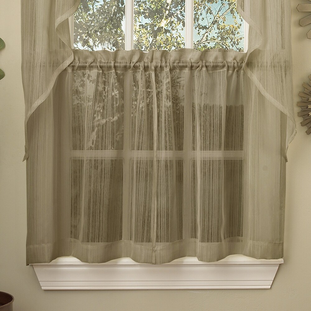 Mocha Micro Striped Semi Sheer Window Curtain Pieces